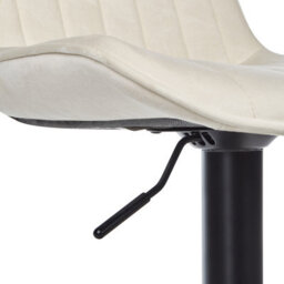 Wyld And Coco Luxeliving Velvet Bar Stools Set Of 2 Light Beige Swivel Black Steel - Adjustable Height 88-109 Cm - thumbnail 8