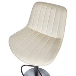 Wyld And Coco Luxeliving Velvet Bar Stools Set Of 2 Light Beige Swivel Black Steel - Adjustable Height 88-109 Cm - thumbnail 7