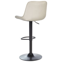 Wyld And Coco Luxeliving Velvet Bar Stools Set Of 2 Light Beige Swivel Black Steel - Adjustable Height 88-109 Cm - thumbnail 6