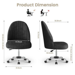 Black Desk Chair Adjustable Swivel Office Chair Vanity Chair For Home Office New - thumbnail 6