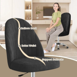 Black Desk Chair Adjustable Swivel Office Chair Vanity Chair For Home Office New - thumbnail 2