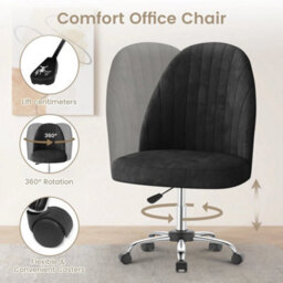 Black Desk Chair Adjustable Swivel Office Chair Vanity Chair For Home Office New - thumbnail 3