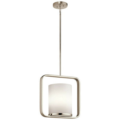 Stylish 1 Bulb Ceiling Pendant Light In Polished Nickel For Modern Interiors