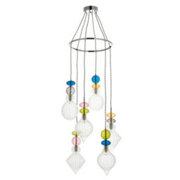 Luminosa Lighting Luminosa April Plate Pendant Ceiling Lamp, Chrome Plate,, Multi Coloured Glass - thumbnail 6