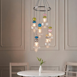 Luminosa Lighting Luminosa April Plate Pendant Ceiling Lamp, Chrome Plate,, Multi Coloured Glass - thumbnail 3