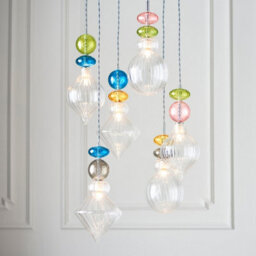 Luminosa Lighting Luminosa April Plate Pendant Ceiling Lamp, Chrome Plate,, Multi Coloured Glass - thumbnail 4