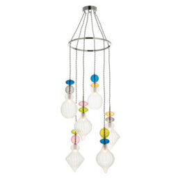 Luminosa Lighting Luminosa April Plate Pendant Ceiling Lamp, Chrome Plate,, Multi Coloured Glass - thumbnail 1