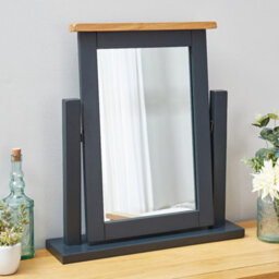 The Furniture Market Cotswold Charcoal Grey Painted Vanity Dressing Table Mirror Solid Pine Frame, Handcrafted, Minor Assembly, Elegant - thumbnail 1