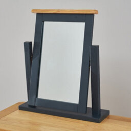 The Furniture Market Cotswold Charcoal Grey Painted Vanity Dressing Table Mirror Solid Pine Frame, Handcrafted, Minor Assembly, Elegant - thumbnail 2
