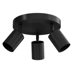 Emitto 3-Way Spotlight Ceiling Light Adjustable Gu10 Modern Black Round Base - thumbnail 2