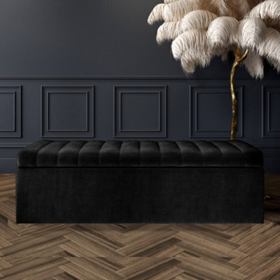 Safar 137Cm Wide Ottoman Storage Box - Black Naples Ottoman Box With Storage - image 1