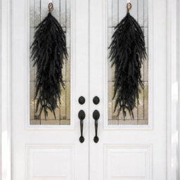 Amorly 2 Pcs Artificial Halloween Black Teardrop Swag, 68Cm Gothic Door Swag Black Norfolk Swags Decoration For Porch Wall Home Decor - thumbnail 1