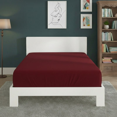 Polycotton Fitted Sheet Extra Deep 40Cm Skirt Easy Care Red - image 1
