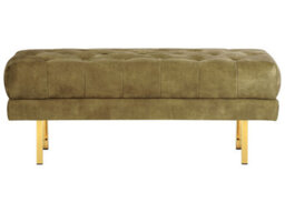 Beliani Upholstered Bench Roseville Velvet Olive Green - thumbnail 4
