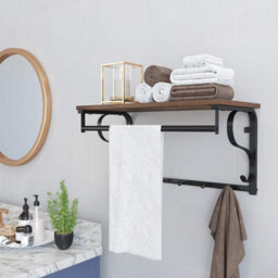 Songmics Vasagle Industrial Coat Rack Shelf Wall Mounted, Hook Rack Shelf With 5 Hooks And Hanging Rail, For Entryway, Hallway, Bathroom - thumbnail 2