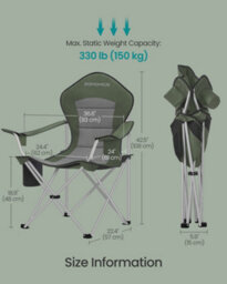 LEDREM Camping Chair, Folding Outdoor Chair With Wide Seat And High Back,green And Grey - thumbnail 7