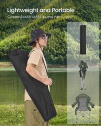 LEDREM Camping Chair, Folding Outdoor Chair With Wide Seat And High Back,green And Grey - thumbnail 8