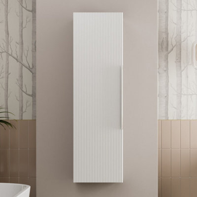 Affine 1200mm Wall Hung Tall Bathroom Storage Cabinet Cupboard Matt White Fluted - image 1