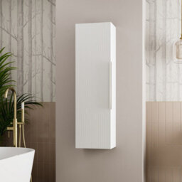 Affine 1200mm Wall Hung Tall Bathroom Storage Cabinet Cupboard Matt White Fluted - thumbnail 3