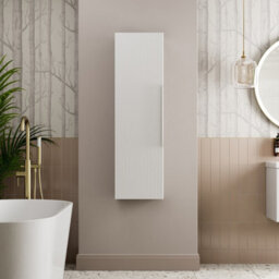 Affine 1200mm Wall Hung Tall Bathroom Storage Cabinet Cupboard Matt White Fluted - thumbnail 2