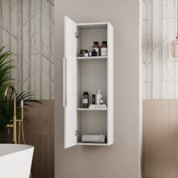 Affine 1200mm Wall Hung Tall Bathroom Storage Cabinet Cupboard Matt White Fluted - thumbnail 4