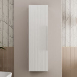 Aveli 1200mm Wall Hung Tall Bathroom Storage Cabinet Cupboard Matt White Fluted