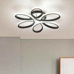 Living And Home Black 58Cm Circular Curved Shape Acrylic Semi Flush Led Cool White Ceiling Light Fixture - thumbnail 4