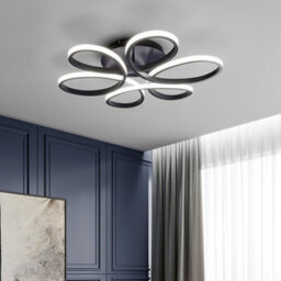 Living And Home Black 58Cm Circular Curved Shape Acrylic Semi Flush Led Cool White Ceiling Light Fixture