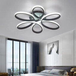 Living And Home Black 58Cm Circular Curved Shape Acrylic Semi Flush Led Cool White Ceiling Light Fixture - thumbnail 3