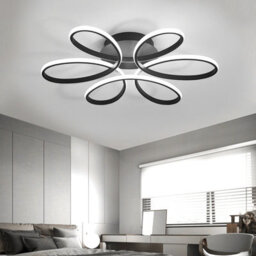 Living And Home Black 58Cm Circular Curved Shape Acrylic Semi Flush Led Cool White Ceiling Light Fixture - thumbnail 2