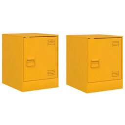 Berkfield Bedside Cabinets 2 Pcs Mustard Yellow 34.5X39X44 Cm Steel - thumbnail 2