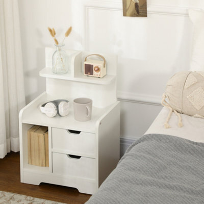 Homcom Modern Bedside Table W/2 Drawer And Storage Shelves Chest For Bedroom - image 1
