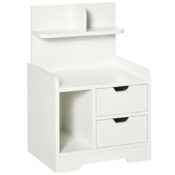 Homcom Modern Bedside Table W/2 Drawer And Storage Shelves Chest For Bedroom - thumbnail 2