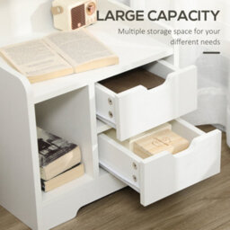 Homcom Modern Bedside Table W/2 Drawer And Storage Shelves Chest For Bedroom - thumbnail 5