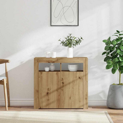 Vidaxl Sideboard With Led Lights Artisan Oak 80X35X75 Cm Engineered Wood - image 1