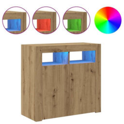 Vidaxl Sideboard With Led Lights Artisan Oak 80X35X75 Cm Engineered Wood - thumbnail 4