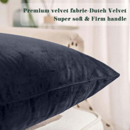 Ameha Charcoal Plain Velvet Cushion Covers, 18X18 Inch, Pack Of 4, Breathable & Hypoallergenic With Hidden Zip Closure - thumbnail 8