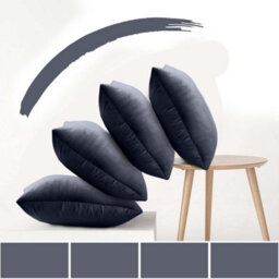 Ameha Charcoal Plain Velvet Cushion Covers, 18X18 Inch, Pack Of 4, Breathable & Hypoallergenic With Hidden Zip Closure - thumbnail 2