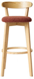Nordlys Set Of 2 Solid Wood And Terracotta Bouclé Bar Stools Modern Design Style Dining Room - thumbnail 7