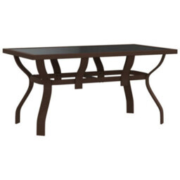 Berkfield Garden Table Brown And Black 140X70X70 Cm Steel And Glass - thumbnail 2