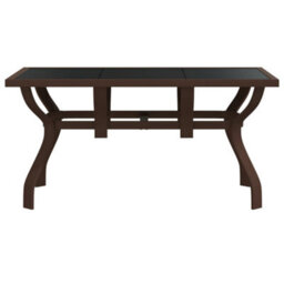 Berkfield Garden Table Brown And Black 140X70X70 Cm Steel And Glass - thumbnail 3