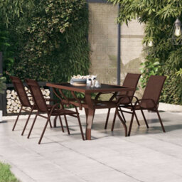 Berkfield Garden Table Brown And Black 140X70X70 Cm Steel And Glass - thumbnail 1