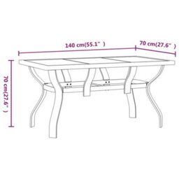 Berkfield Garden Table Brown And Black 140X70X70 Cm Steel And Glass - thumbnail 6
