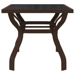 Berkfield Garden Table Brown And Black 140X70X70 Cm Steel And Glass - thumbnail 4