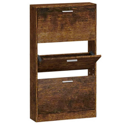 Berkfield Modern Shoe Cabinet Smoked Oak 59X17X108 Cm Engineered Wood