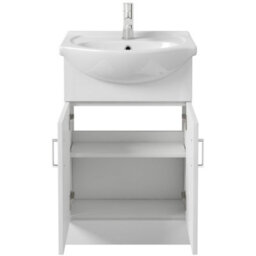 Affine 650mm Floorstanding Bathroom Vanity Unit & Basin Sink Gloss White Tap + Waste - thumbnail 4