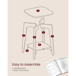 Small Side Table With Lower Shelf, Square End Table For Living Room, Bedroom Or Small Spaces, Honey Brown - thumbnail 5