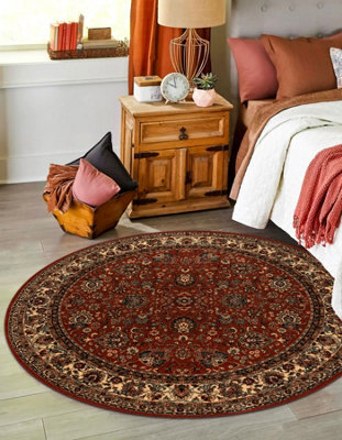 RugsX Wool Carpet Kashqai 4362 200 Circle Ornament Claret / Beige  Circle 200 Cm - image 1