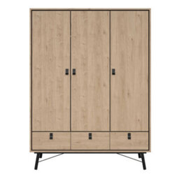 Wyld Haus Juno 3-Door 3-Drawer Wardrobe In Natural Oak - thumbnail 3