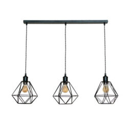 Valuelights Diablo Geometric 3 Drop Diner Bar Matte Black Ceiling Pendant Light With Bulbs - thumbnail 2